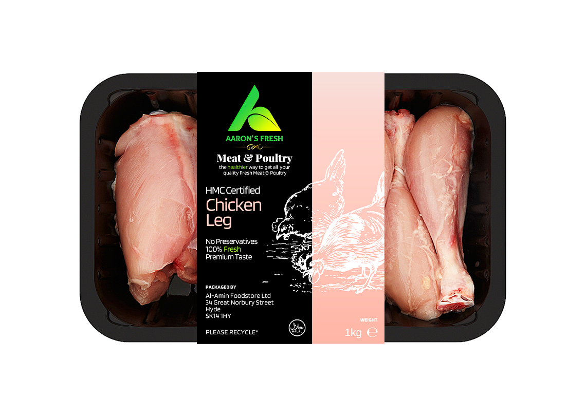 Halal Chicken Leg (Aarons Fresh) 1kg gross. 3 Halal Chicken Leg Aarons Fresh