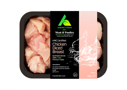 Halal Chicken Breast Diced (Aarons Fresh) 500g/1kg 1 Aarons Fresh Halal Chicken Breast