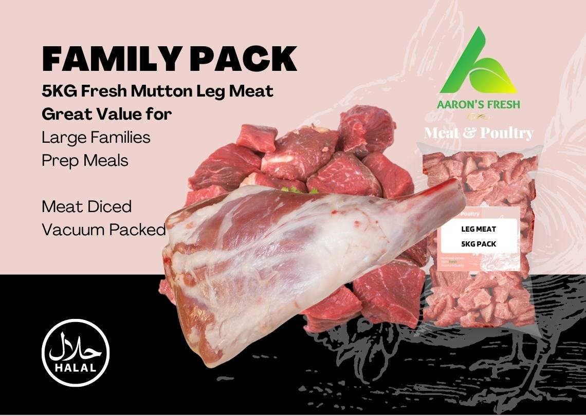 Family Pack Mutton Leg Meat Diced ON the bone 5kg 3 mutton leg meat